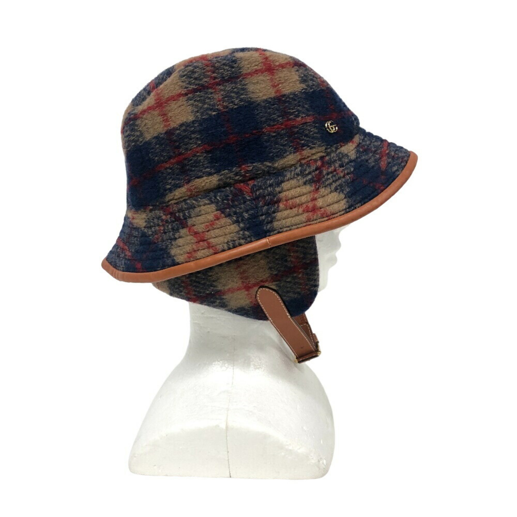 GUCCI 727244 58 M Check Hat Brown Unisex