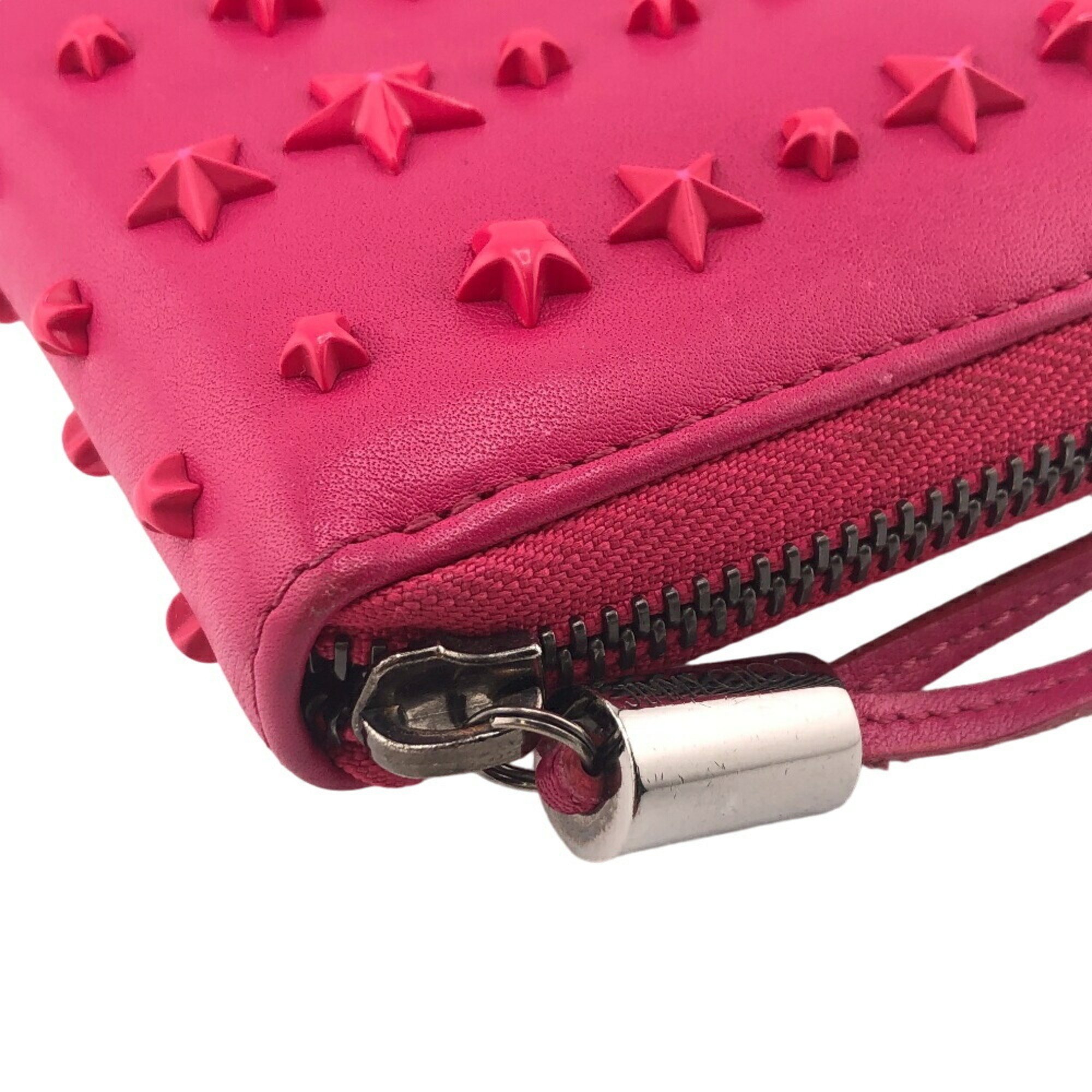 JIMMY CHOO Jimmy Choo Philippa Round Star Studs Long Wallet Pink Women's