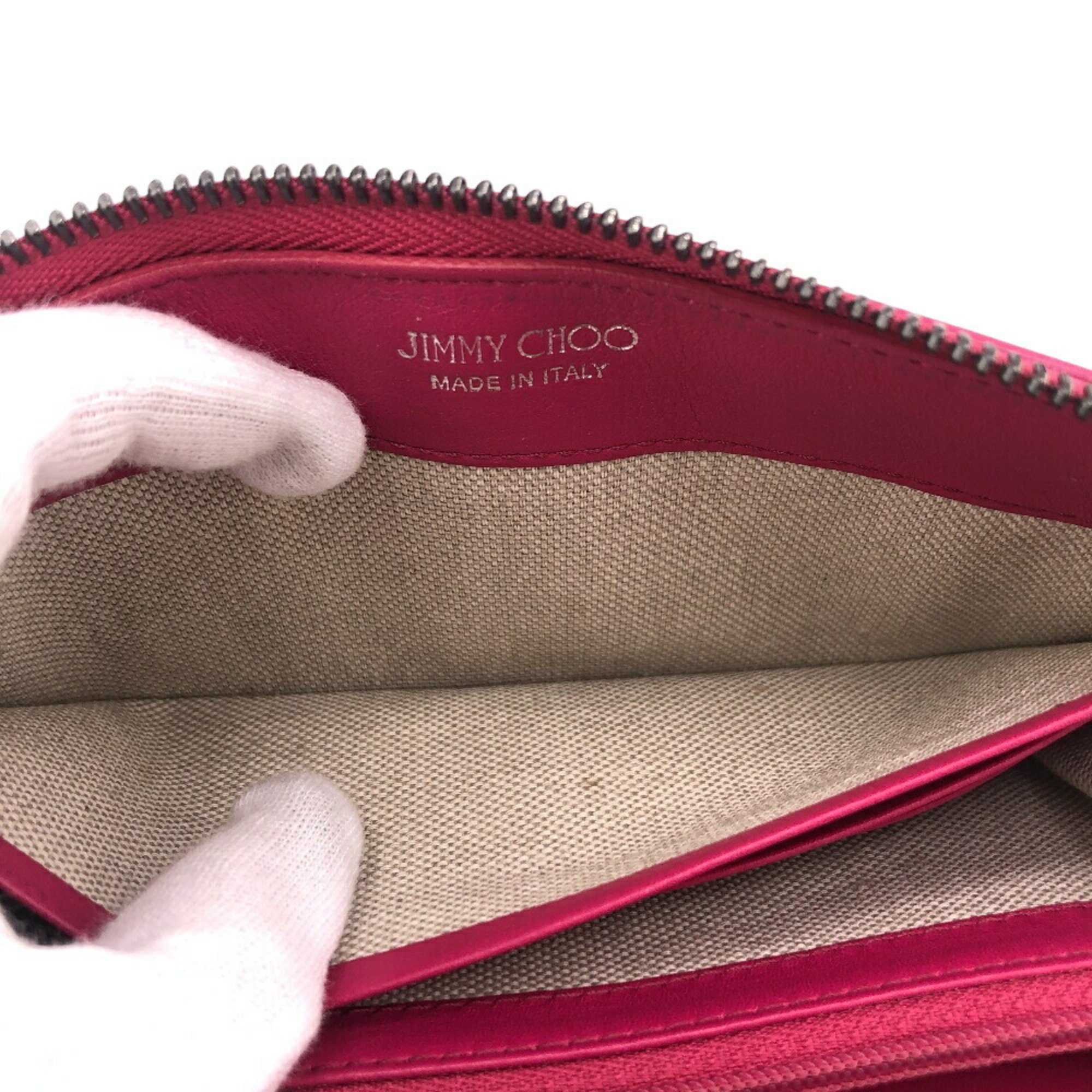 JIMMY CHOO Jimmy Choo Philippa Round Star Studs Long Wallet Pink Women's