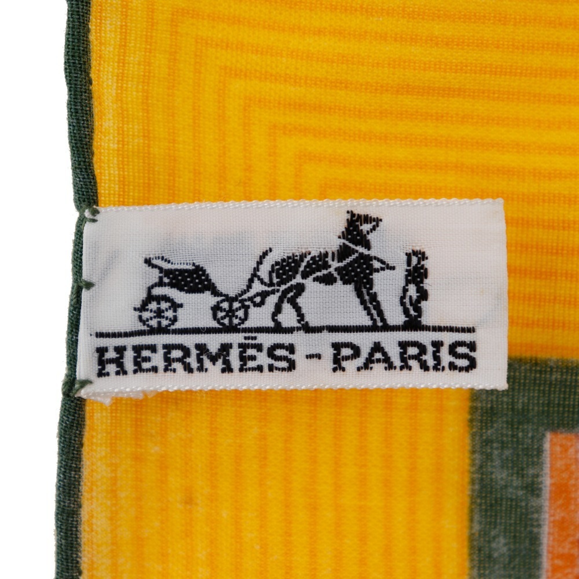 Hermes HERMES Carre Geant 140 Scarf Large Cotton Orange Women's