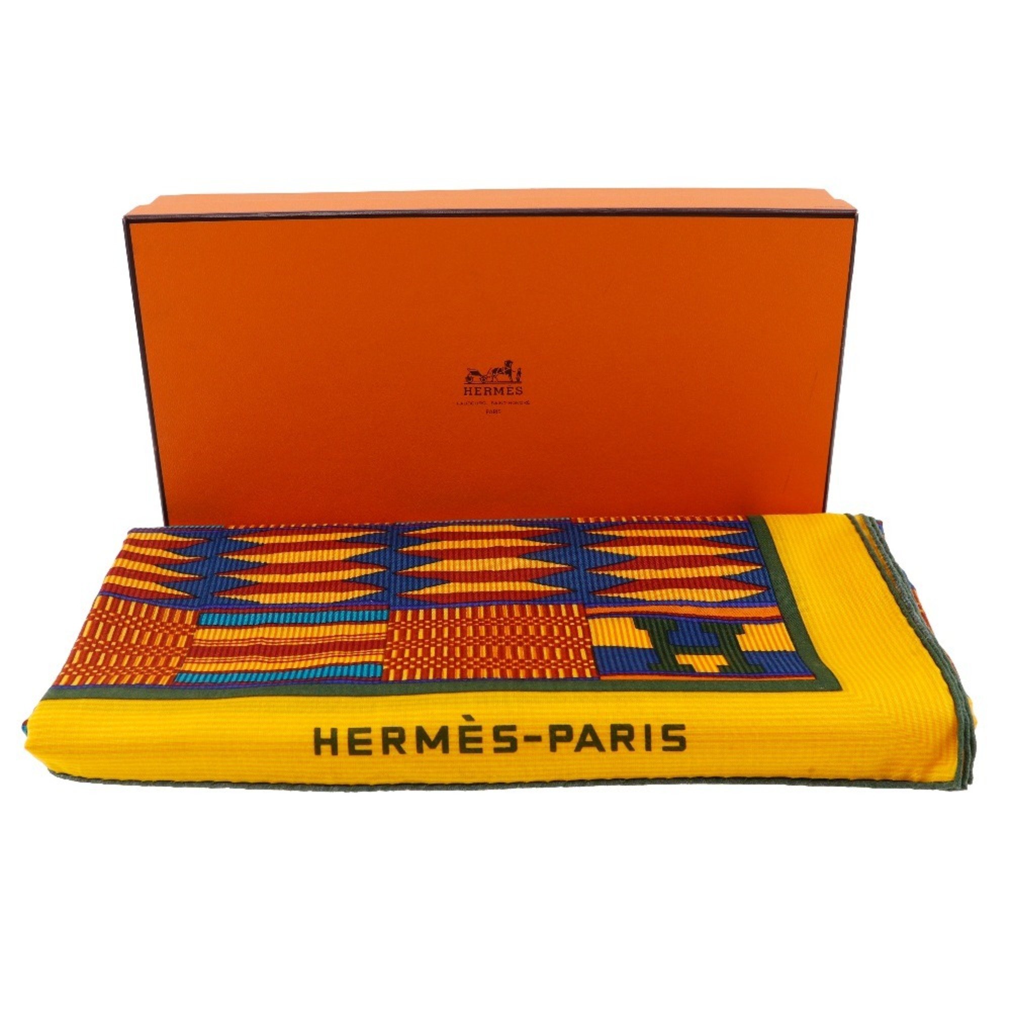 Hermes HERMES Carre Geant 140 Scarf Large Cotton Orange Women's