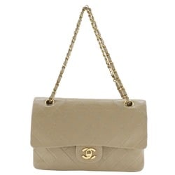 Chanel CHANEL Chain Shoulder Bag Matelasse Double Flap Lambskin Beige A5 Turnlock ChainShoulder Women's