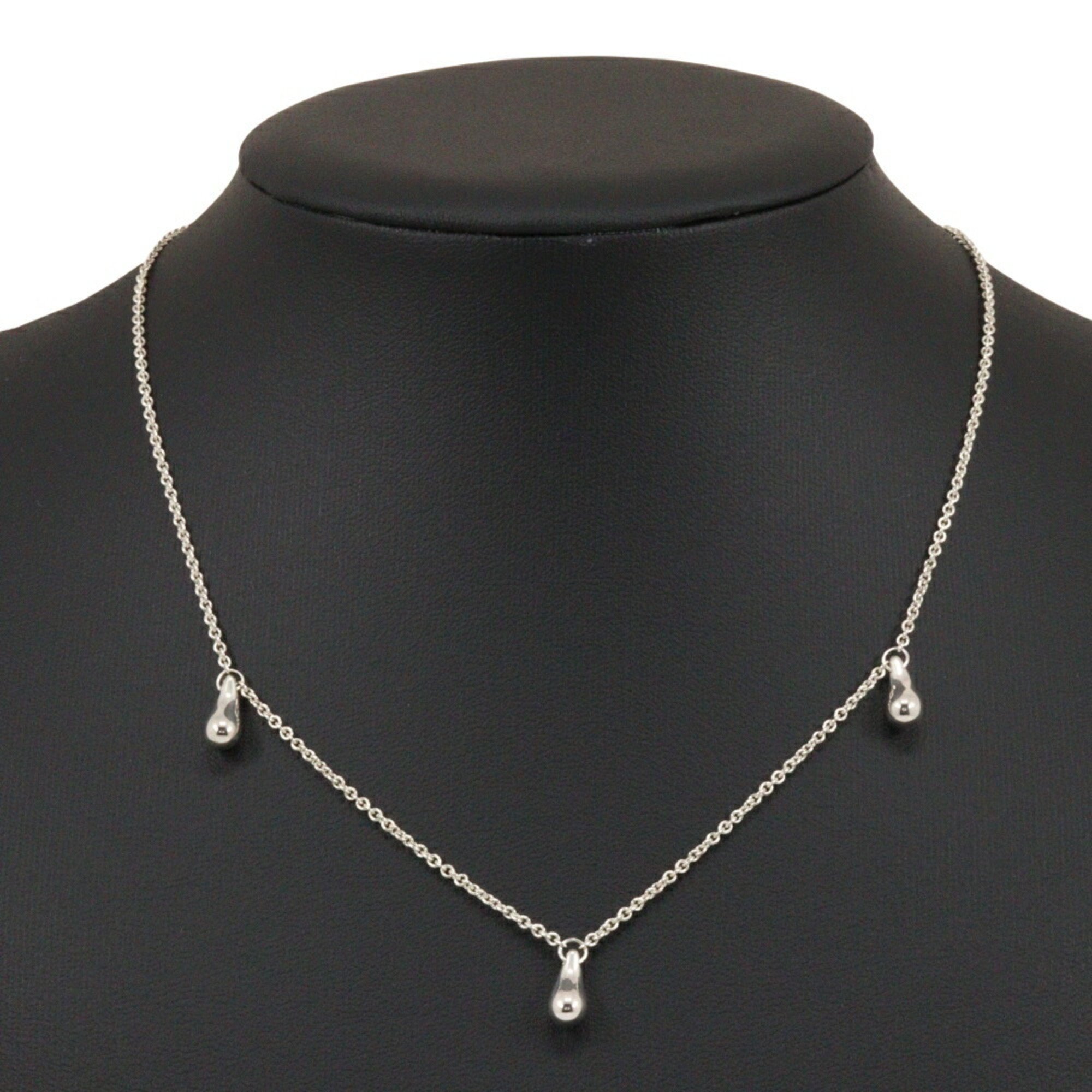 Tiffany & Co. Teardrop 3P Necklace Elsa Peretti Silver 925 Approx. 5.2g Women's I213023107