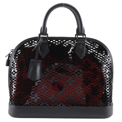 Louis Vuitton Alma PM Handbag M20355 Calfskin x Monogram Lace Black/Red A5 Double Women's