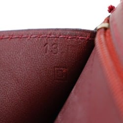 Hermes HERMES Bean Long Wallet Calfskin 2000 Wine Red □D Belt Clasp Ladies