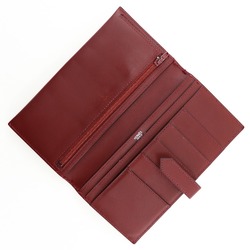 Hermes HERMES Bean Long Wallet Calfskin 2000 Wine Red □D Belt Clasp Ladies