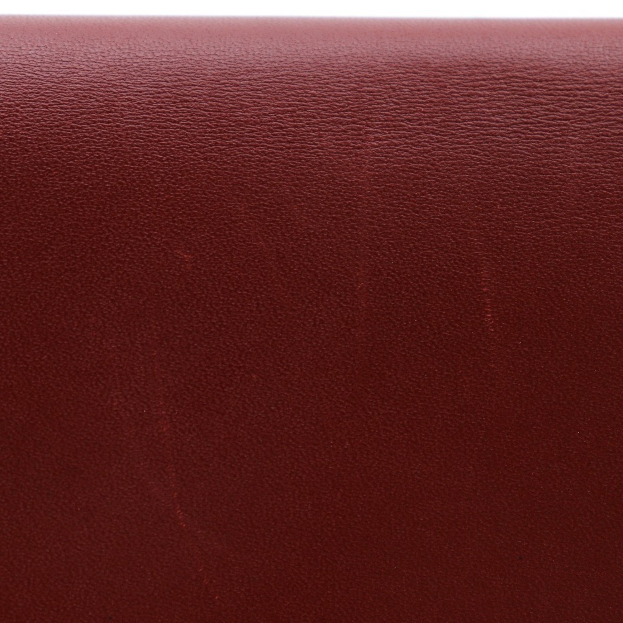 Hermes HERMES Bean Long Wallet Calfskin 2000 Wine Red □D Belt Clasp Ladies