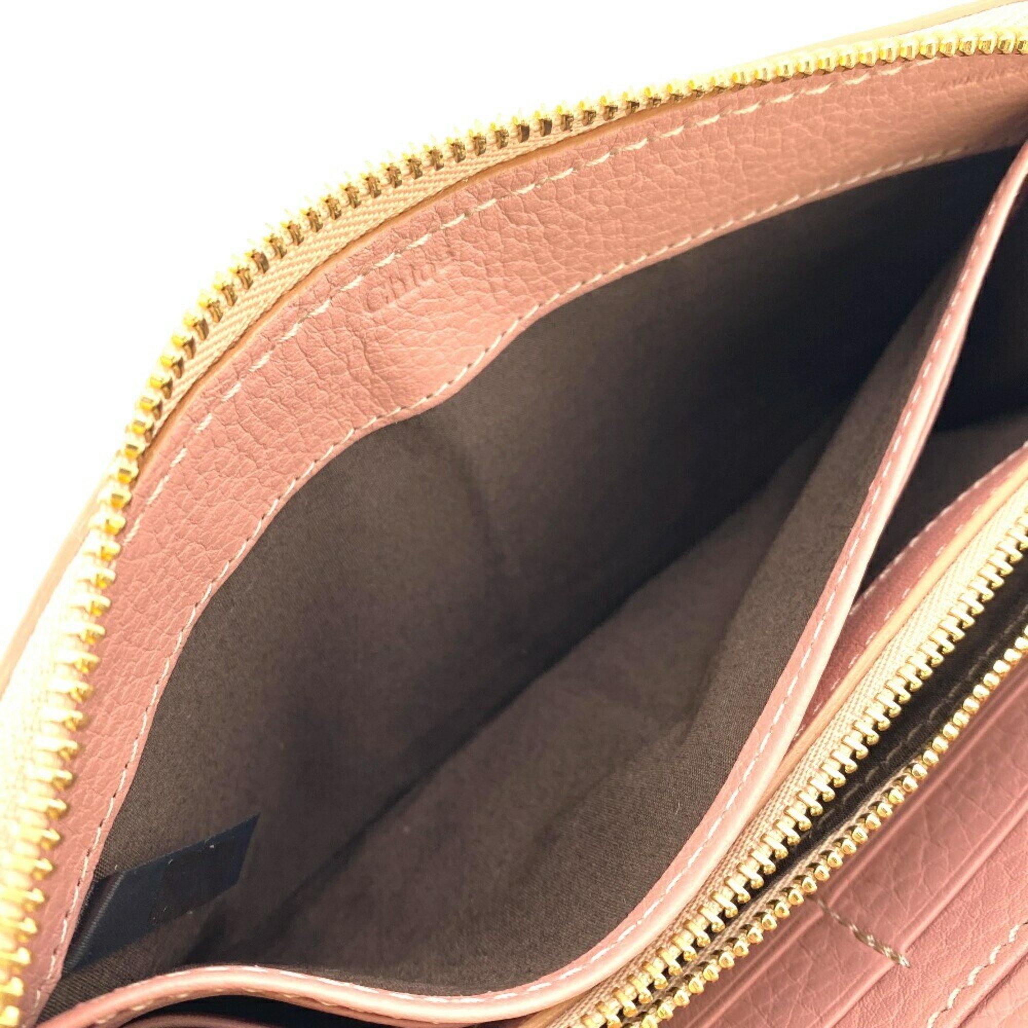 Chloé Chloe Marcie Round Long Wallet Pink Women's