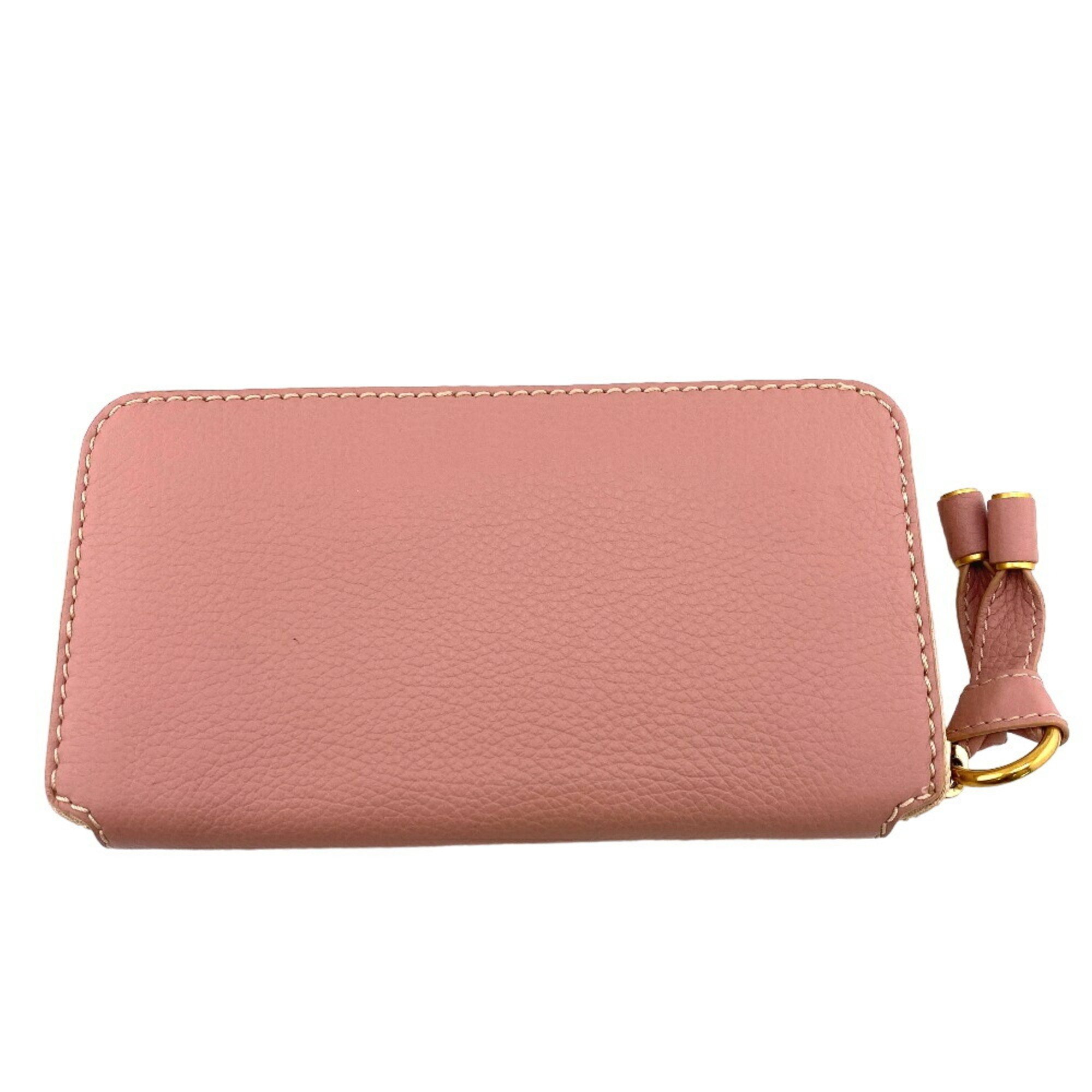 Chloé Chloe Marcie Round Long Wallet Pink Women's