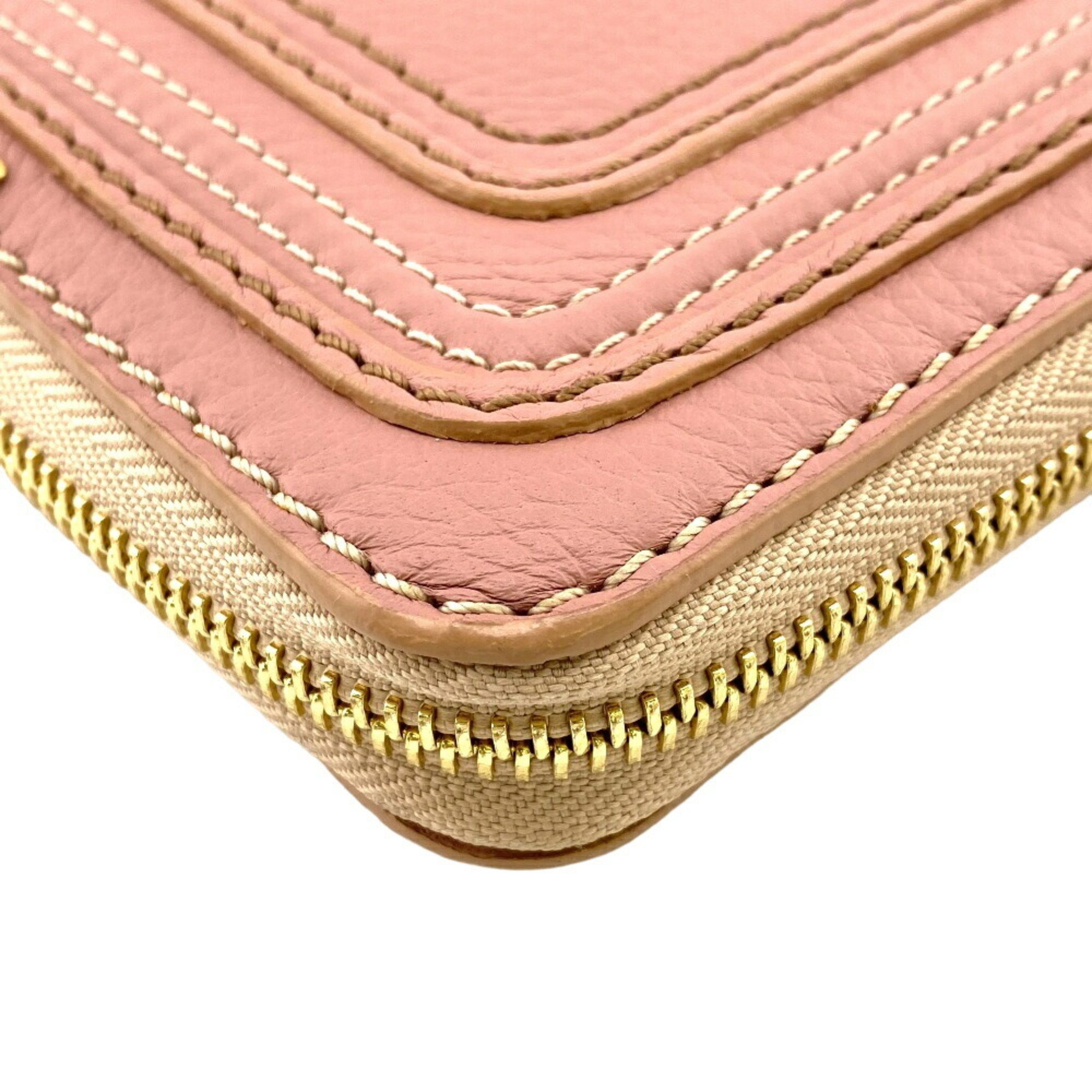 Chloé Chloe Marcie Round Long Wallet Pink Women's