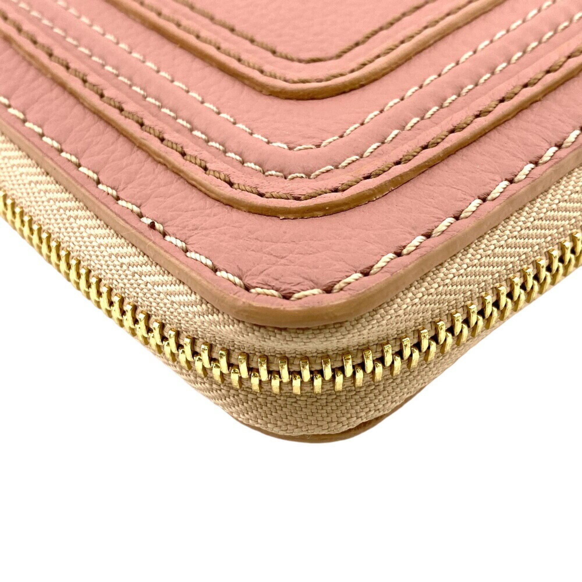 Chloé Chloe Marcie Round Long Wallet Pink Women's