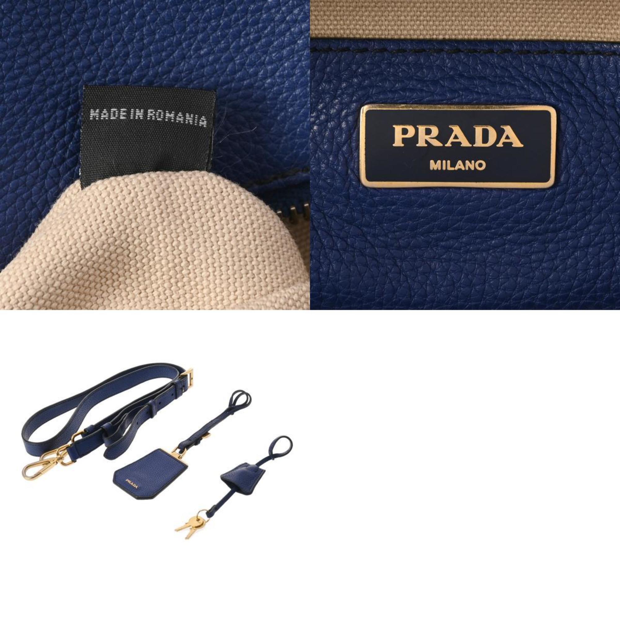 PRADA Prada Tote Bag Dark Blue Women's Leather Handbag