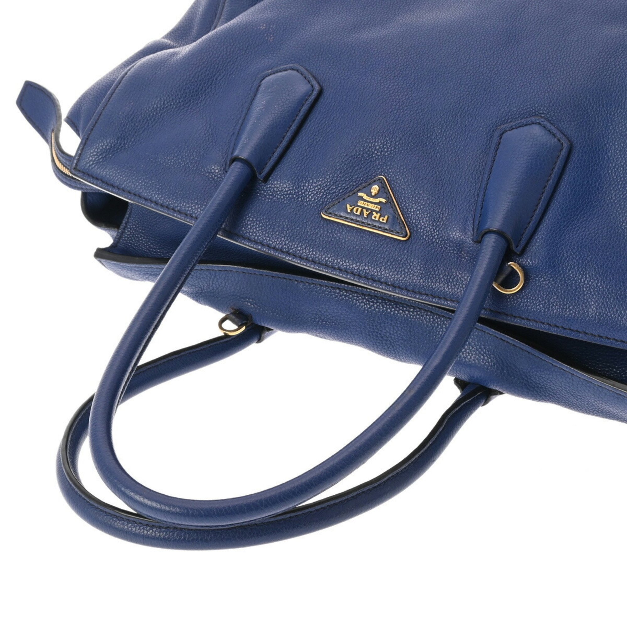 PRADA Prada Tote Bag Dark Blue Women's Leather Handbag