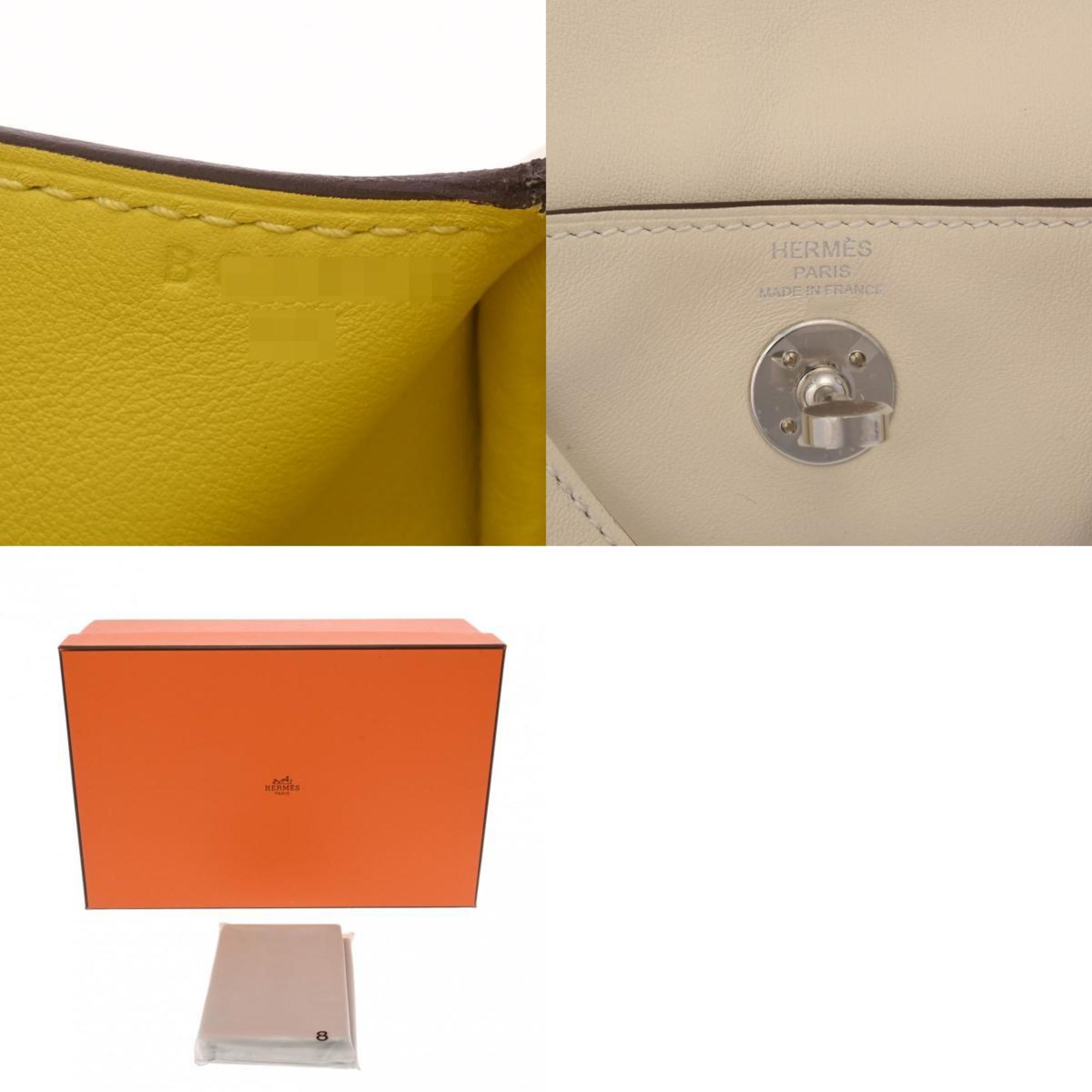 HERMES Lindy Verso Nata/Lime B stamp (around 2023) Women's Swift leather bag