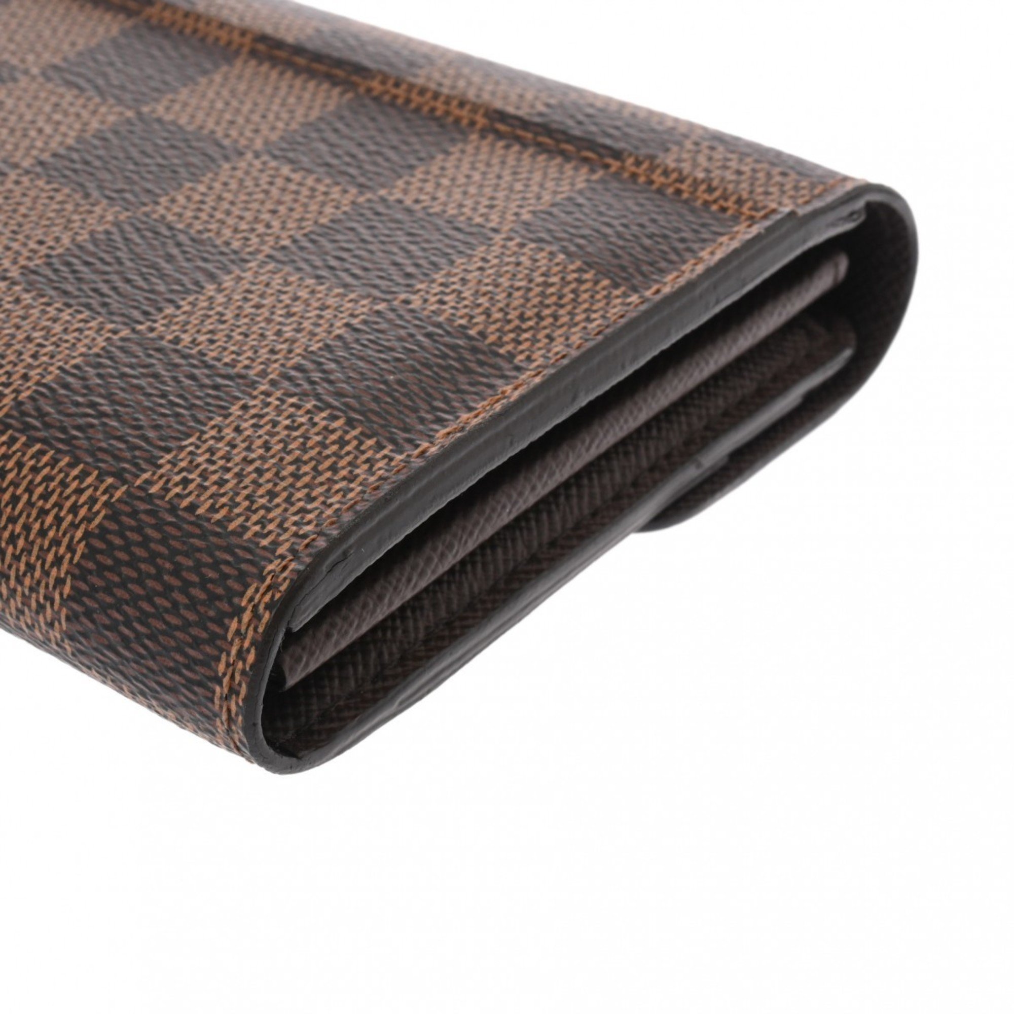 LOUIS VUITTON Damier Portefeuille Sarah Brown N63209 Unisex Canvas Long Wallet