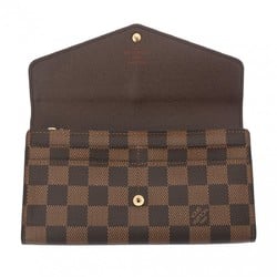 LOUIS VUITTON Damier Portefeuille Sarah Brown N63209 Unisex Canvas Long Wallet