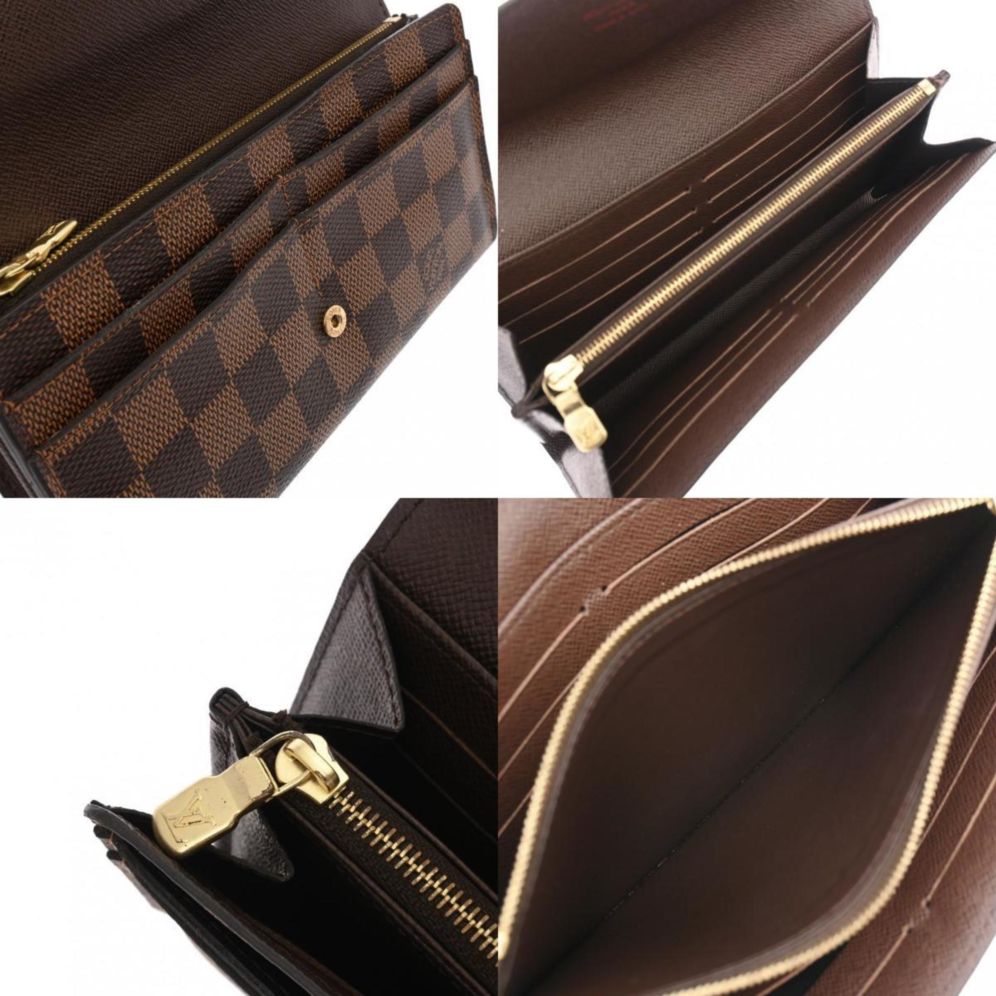 LOUIS VUITTON Damier Portefeuille Sarah Brown N63209 Unisex Canvas Long Wallet