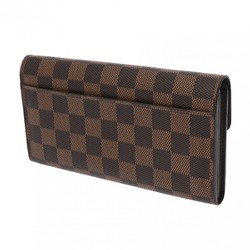 LOUIS VUITTON Damier Portefeuille Sarah Brown N63209 Unisex Canvas Long Wallet