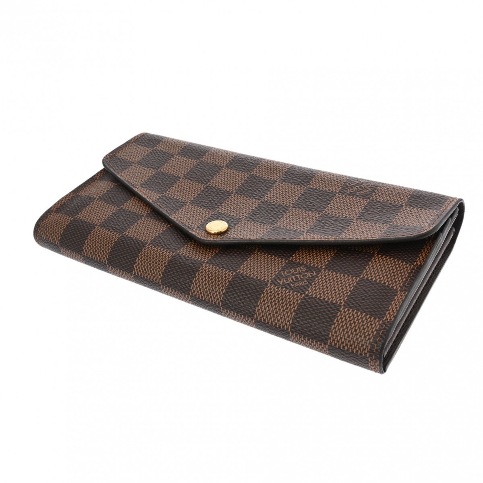 LOUIS VUITTON Damier Portefeuille Sarah Brown N63209 Unisex Canvas Long Wallet