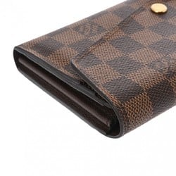 LOUIS VUITTON Damier Portefeuille Sarah Brown N63209 Unisex Canvas Long Wallet