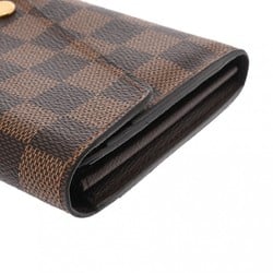 LOUIS VUITTON Damier Portefeuille Sarah Brown N63209 Unisex Canvas Long Wallet