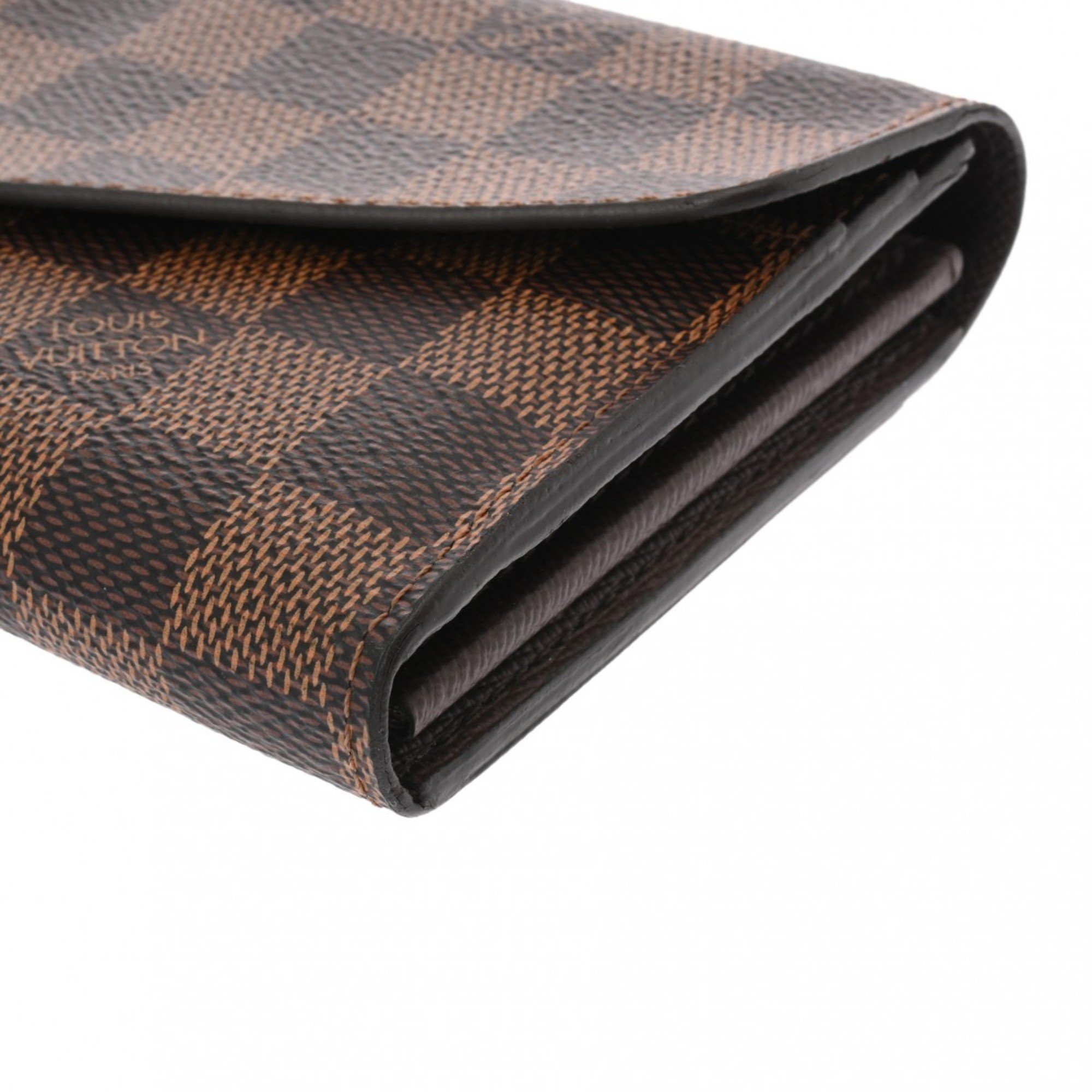 LOUIS VUITTON Damier Portefeuille Sarah Brown N63209 Unisex Canvas Long Wallet