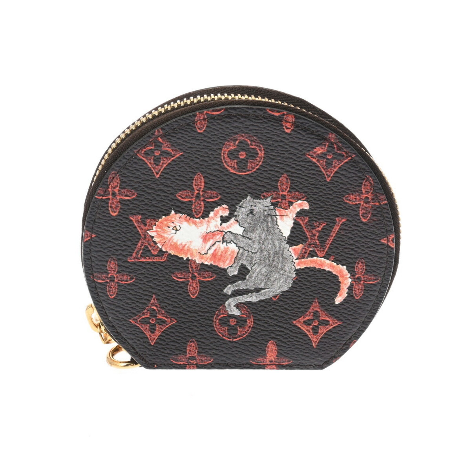 LOUIS VUITTON Louis Vuitton Monogram Catgram Micro Boite Chabot Brown M63886 Women's Canvas Coin Case