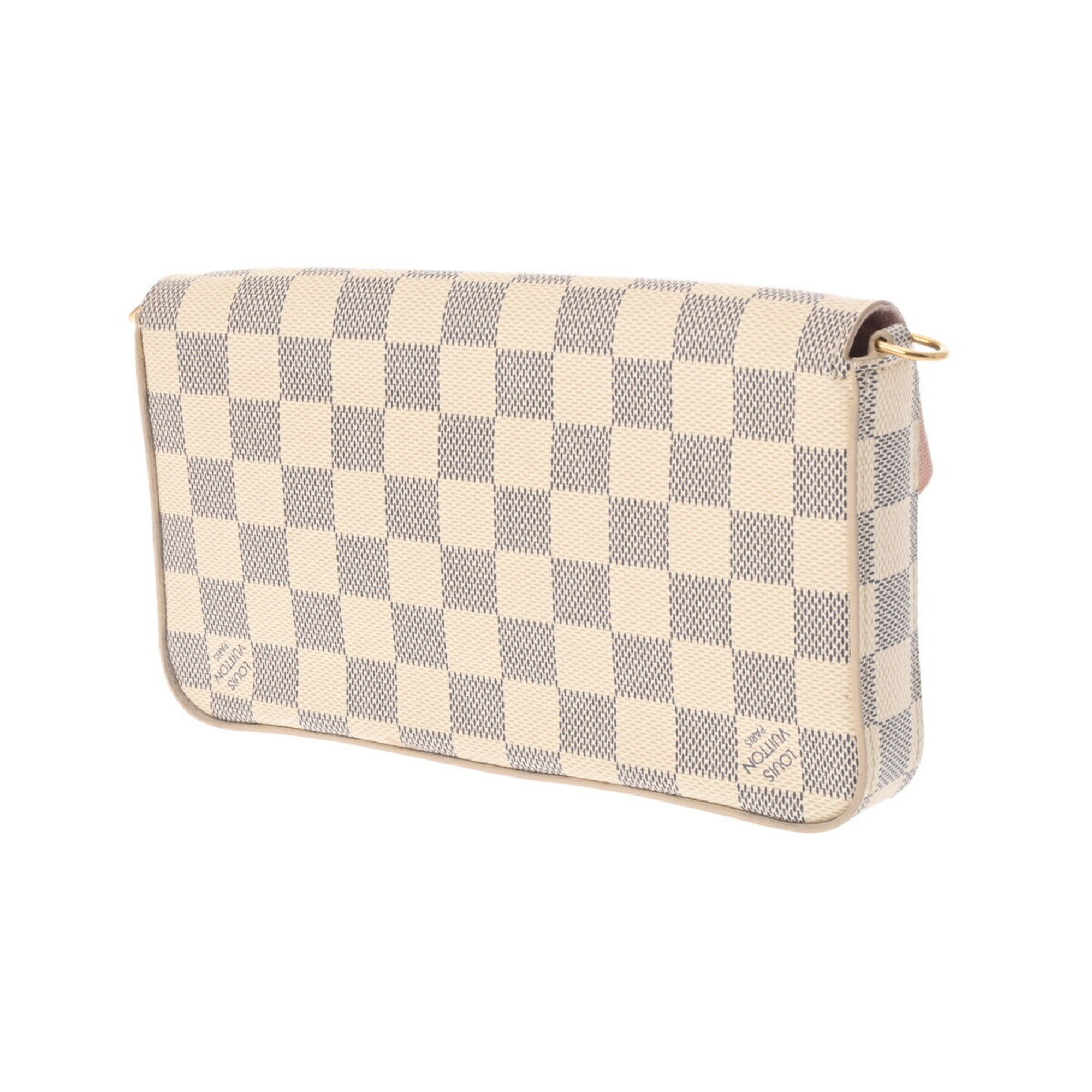 LOUIS VUITTON Damier Azur Pochette Felicie White N63106 Women's Canvas Shoulder Bag