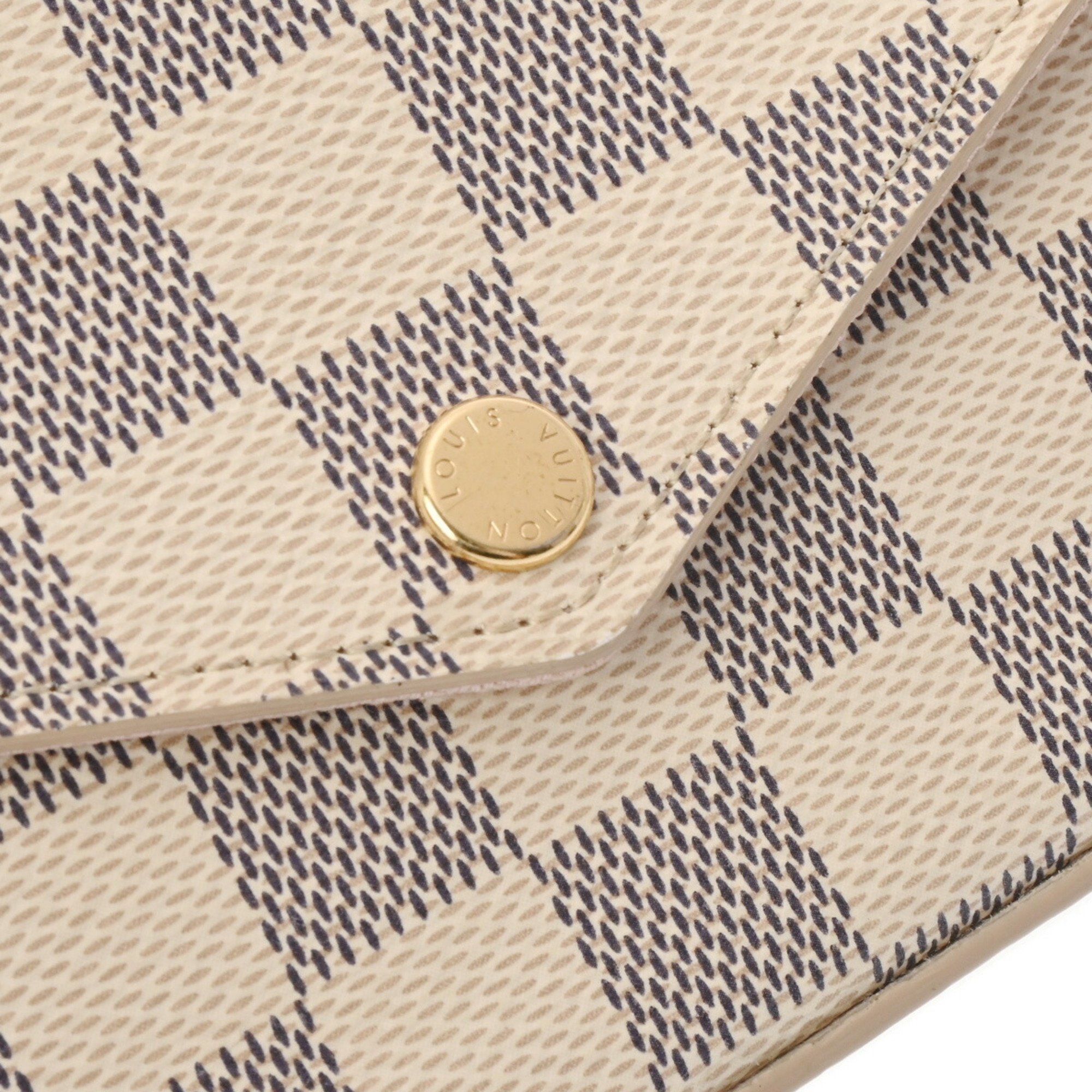 LOUIS VUITTON Damier Azur Pochette Felicie White N63106 Women's Canvas Shoulder Bag