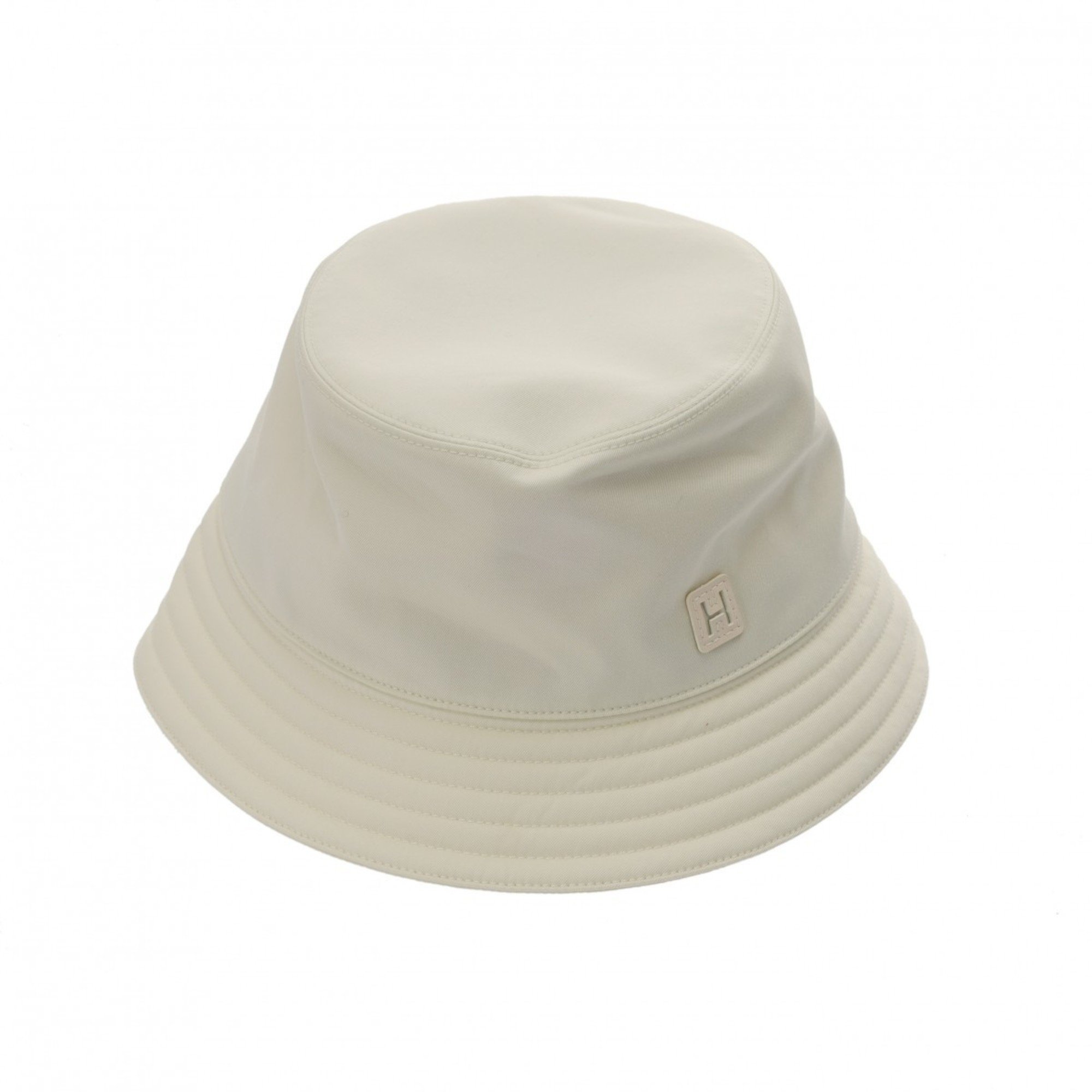 HERMES Edward Fedora H Hat #59 Light Cream Men's Cotton Serge