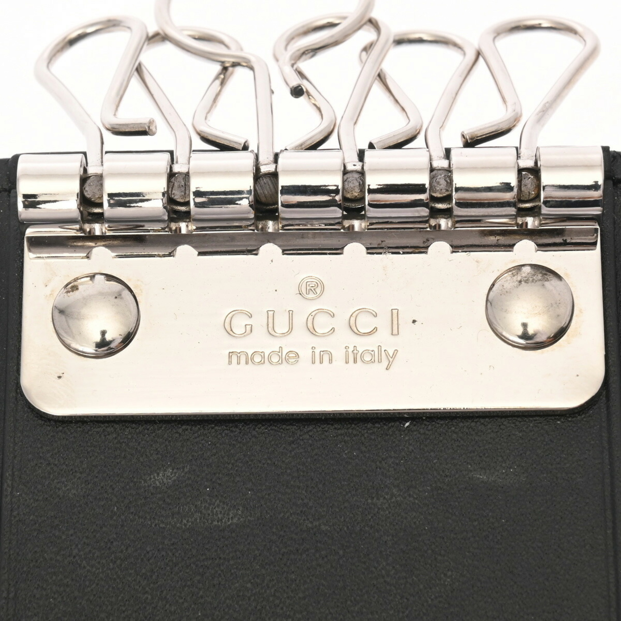 GUCCI Guccissima 6-Key Case Black 256433 Men's Leather Key