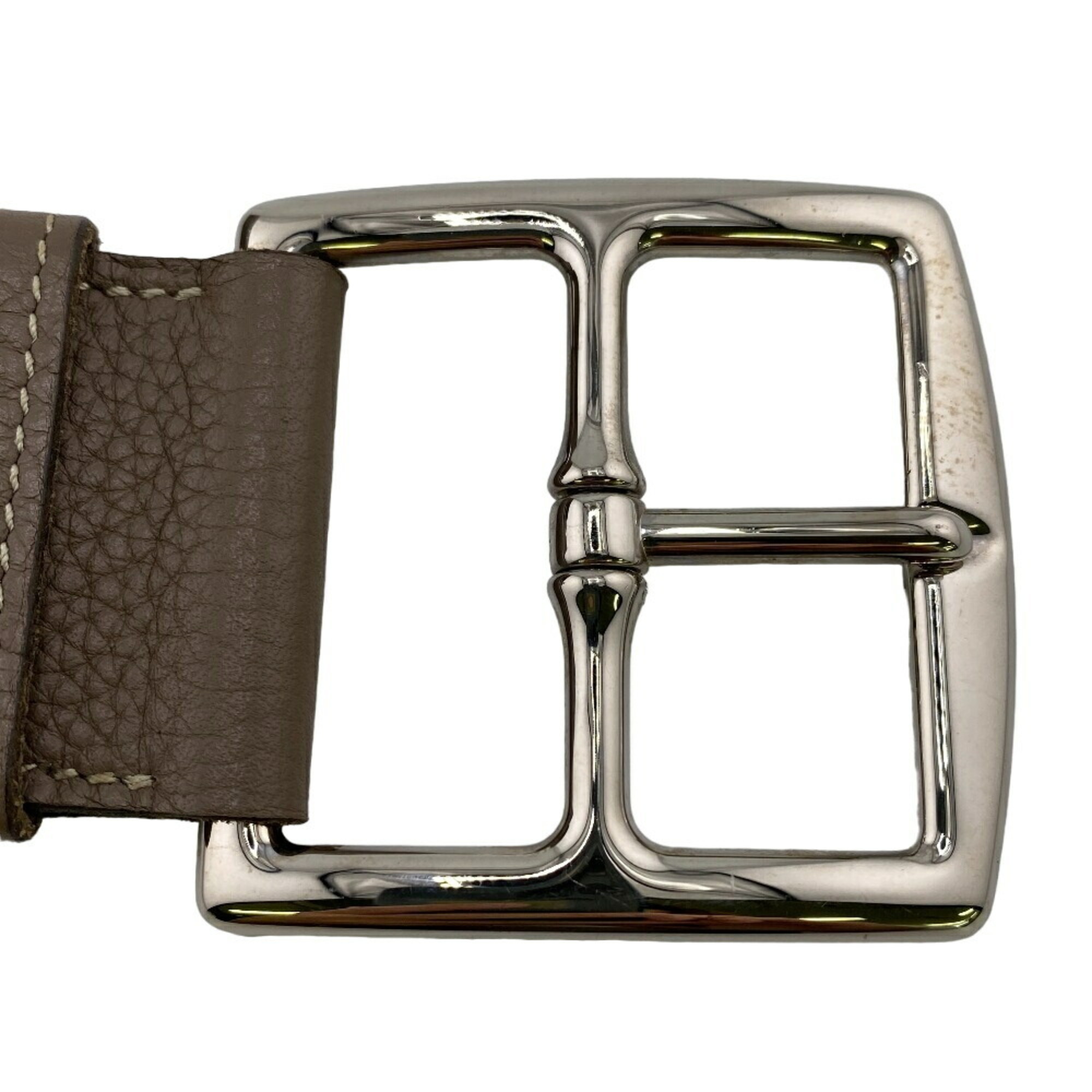 HERMES Etrivière 90 Belt Beige Unisex