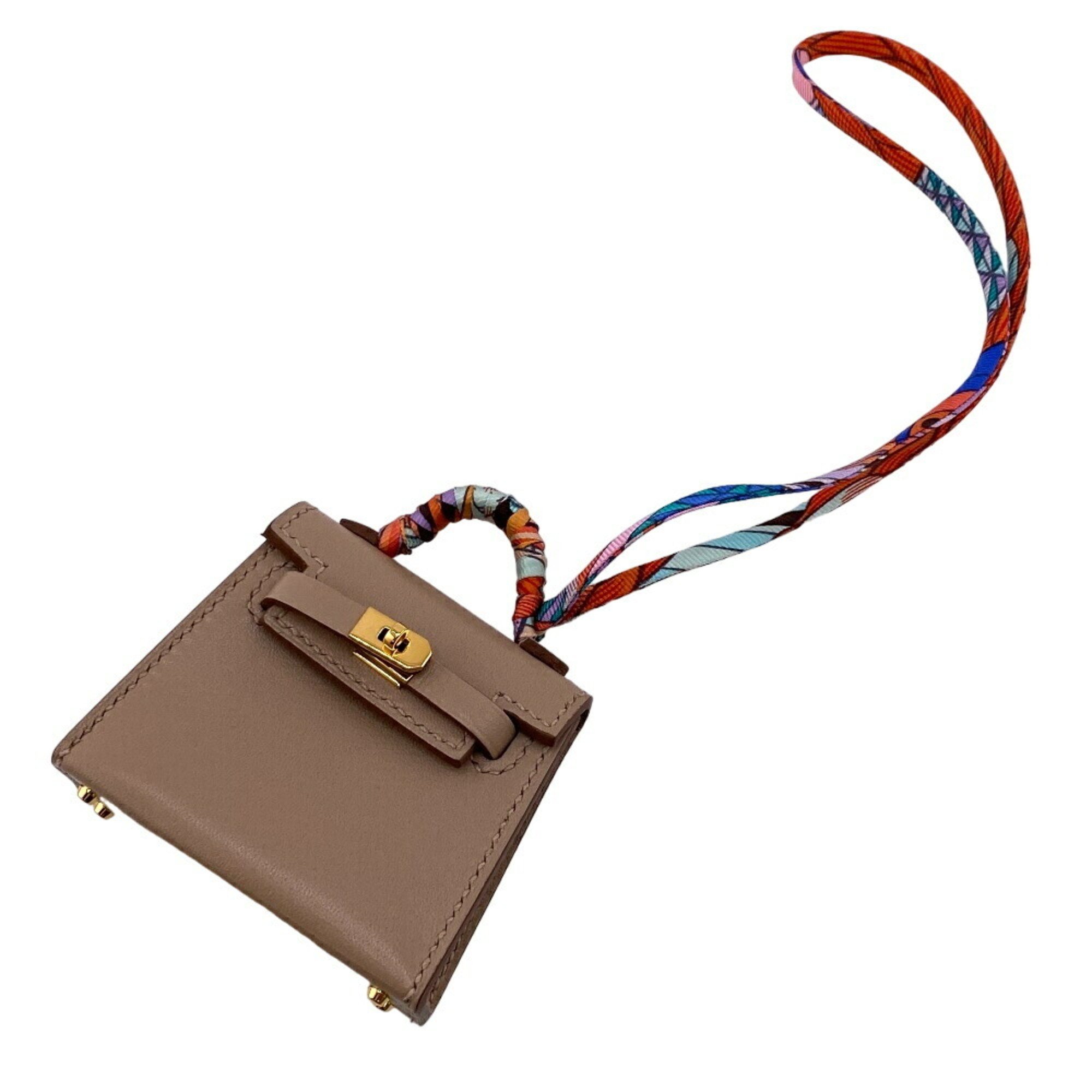 HERMES Kelly Twilly Bag Motif Charm Beige Women's