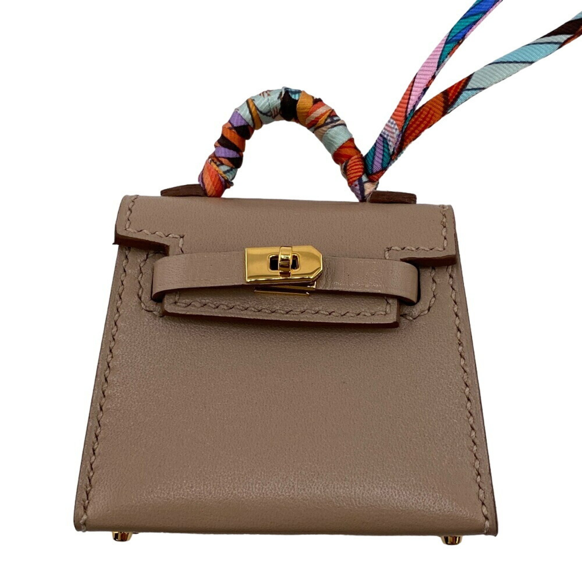 HERMES Kelly Twilly Bag Motif Charm Beige Women's