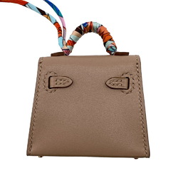 HERMES Kelly Twilly Bag Motif Charm Beige Women's