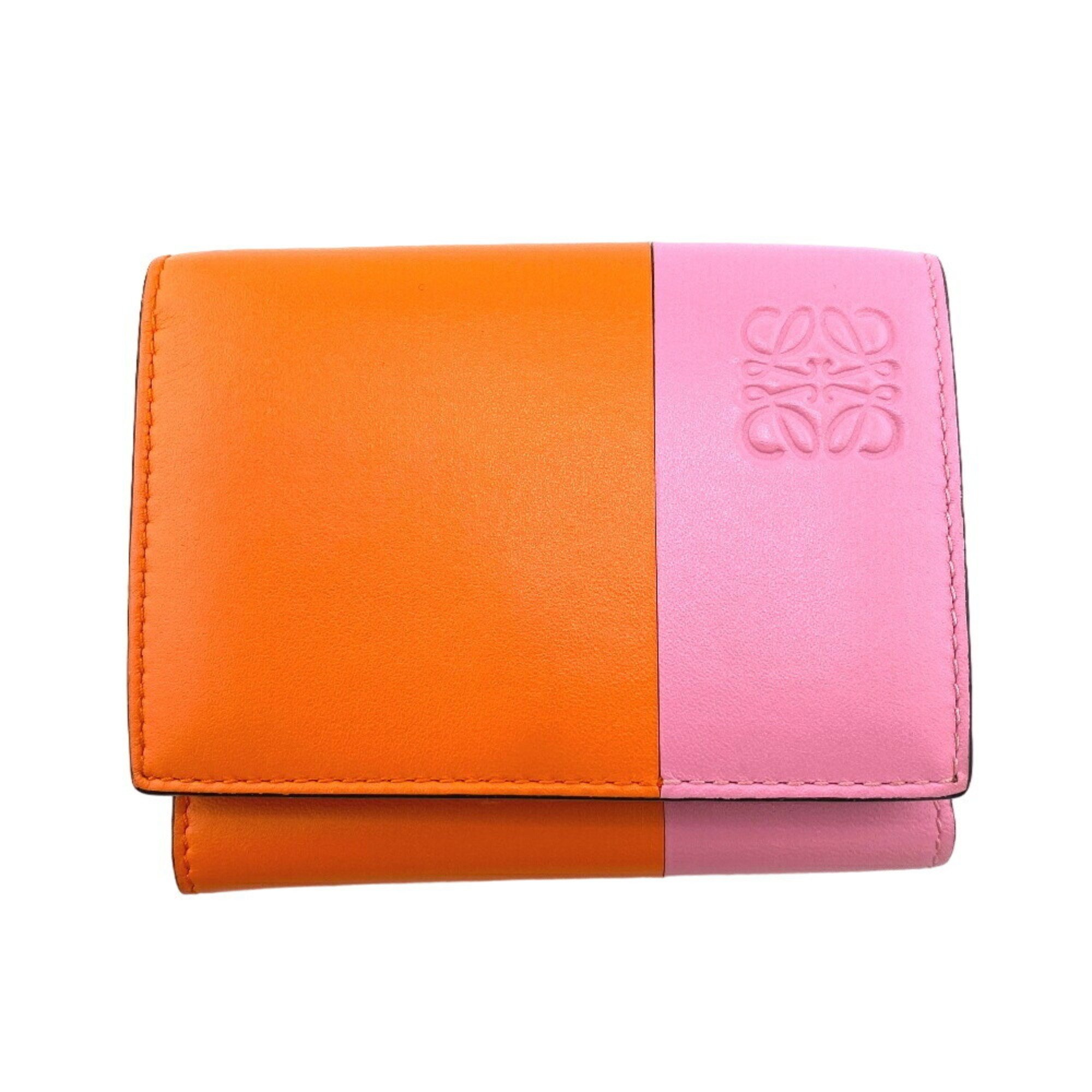 LOEWE Trifold Anagram Tri-fold Wallet Orange Women's