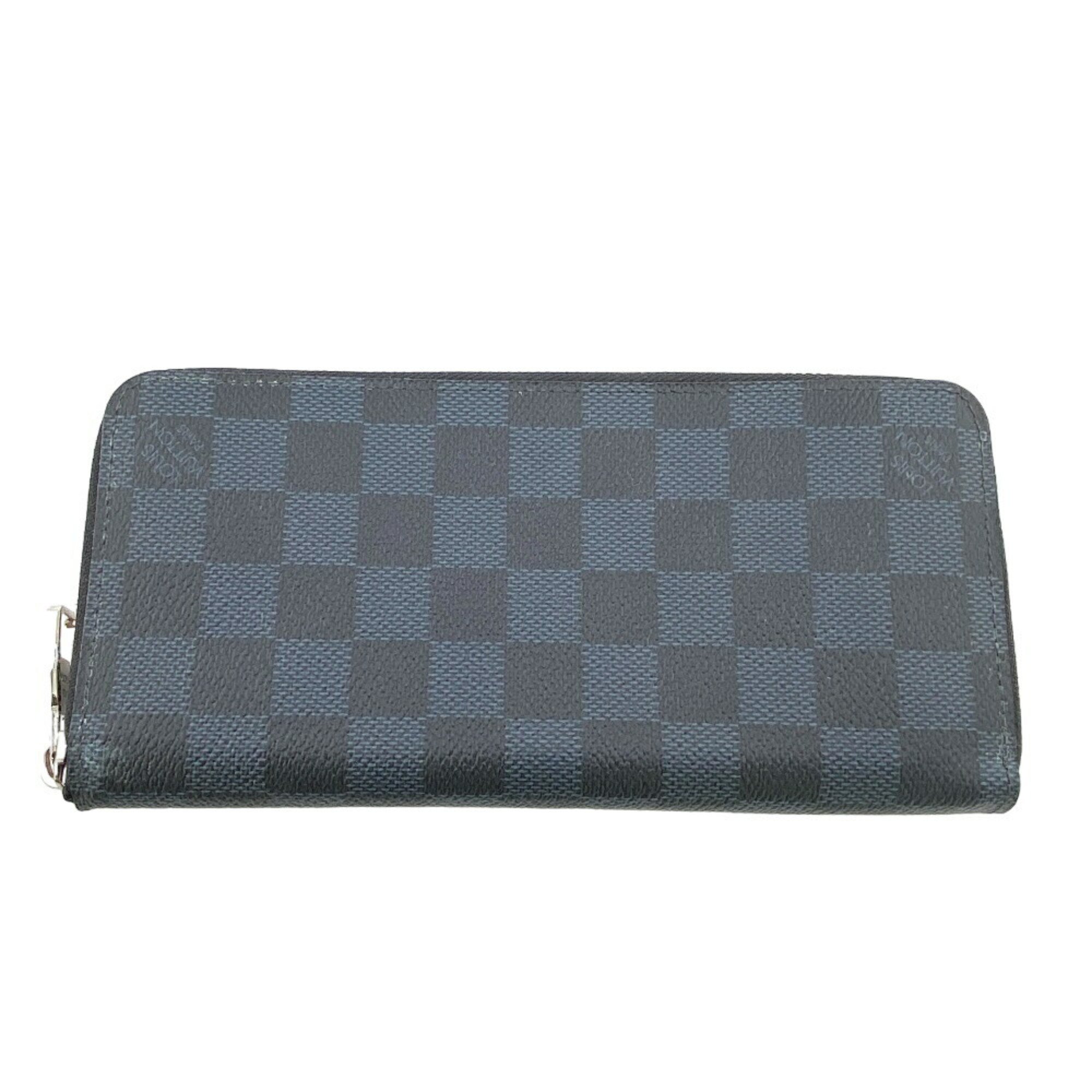 LOUIS VUITTON N62240 Zippy Wallet Vertical Round Damier Cobalt Long Black Men's