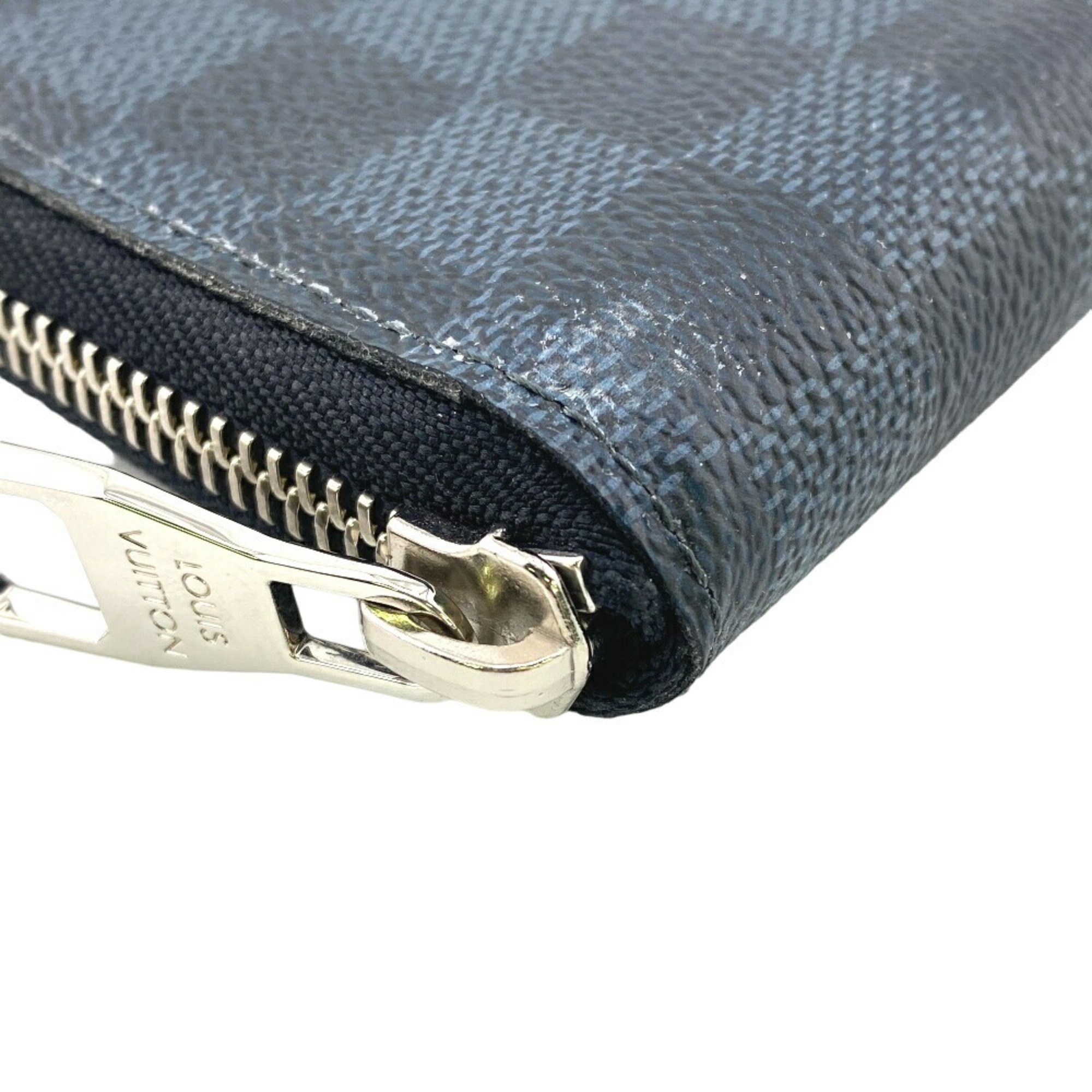 LOUIS VUITTON N62240 Zippy Wallet Vertical Round Damier Cobalt Long Black Men's