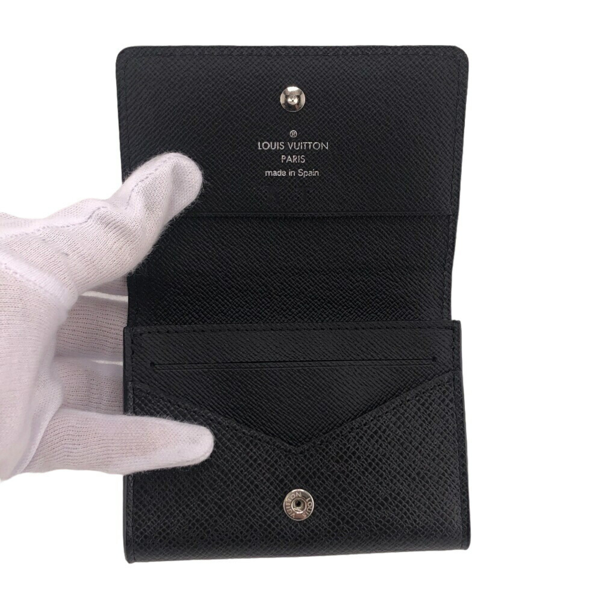 LOUIS VUITTON M64595 Envelope Carte de Visite Business Card Holder Taiga Case Black Men's