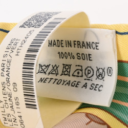 HERMES Twilly LES CHIENS PARISIENS Yellow/Orange/Green 064116S Women's 100% Silk Scarf Muffler