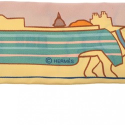 HERMES Twilly LES CHIENS PARISIENS Yellow/Orange/Green 064116S Women's 100% Silk Scarf Muffler