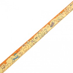 HERMES Twilly LES CHIENS PARISIENS Yellow/Orange/Green 064116S Women's 100% Silk Scarf Muffler