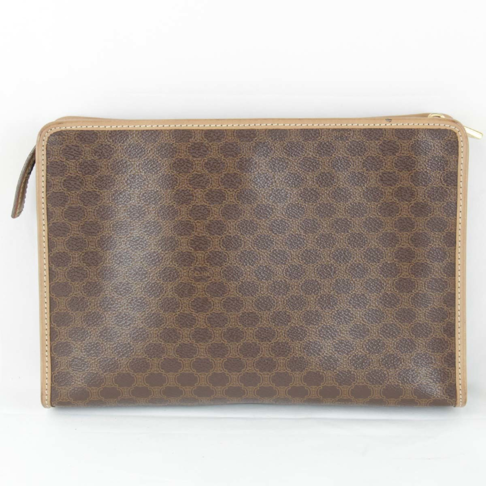 CELINE Clutch bag, coated canvas, brown, women's