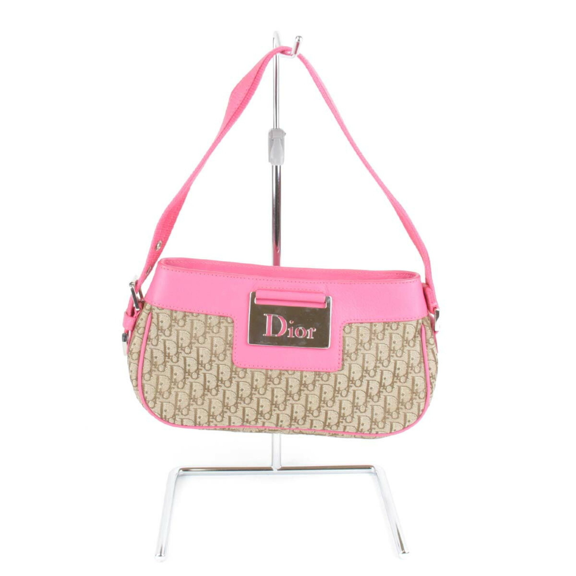 Christian Dior Shoulder Bag Canvas Pink Women's