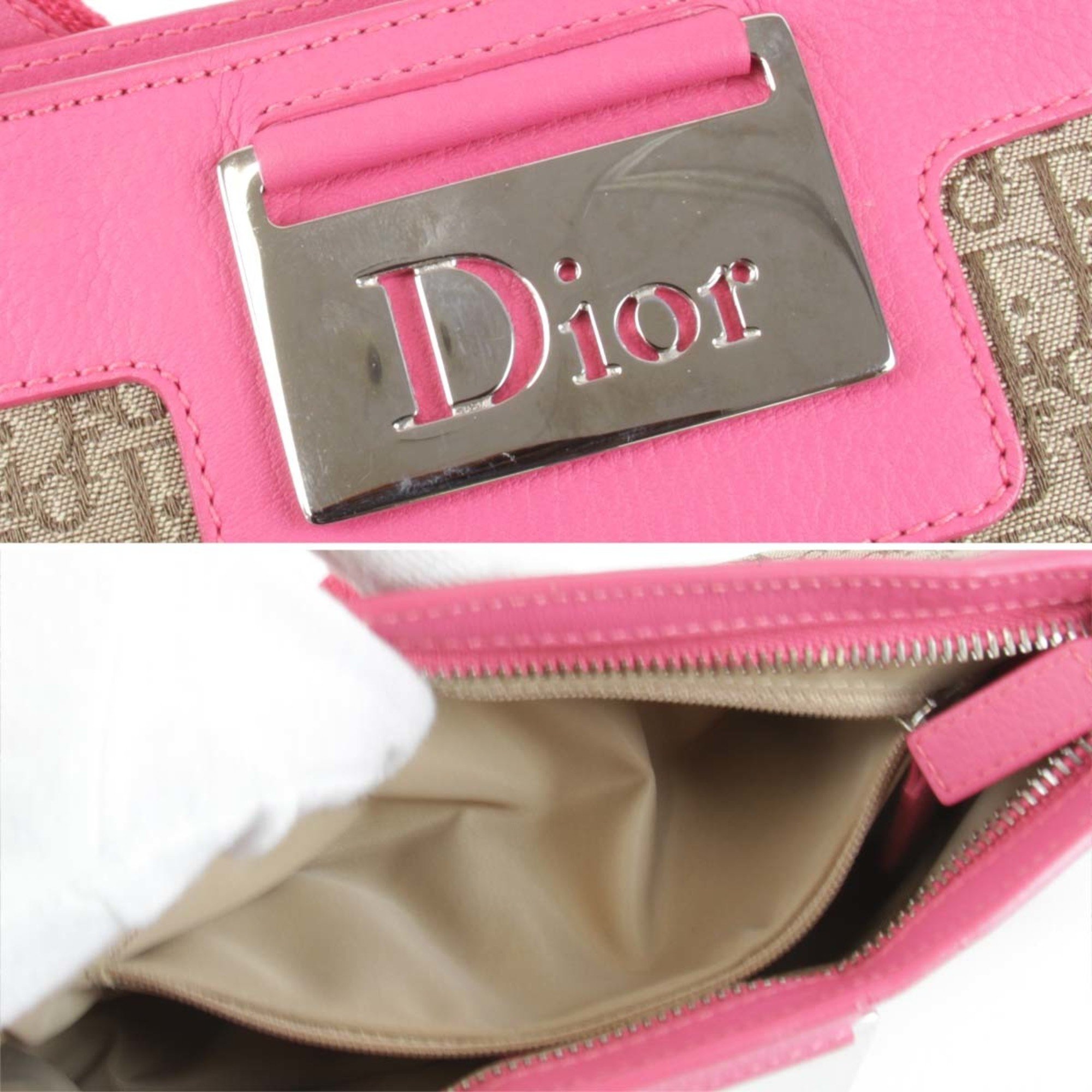 Christian Dior Shoulder Bag Canvas Pink Women's