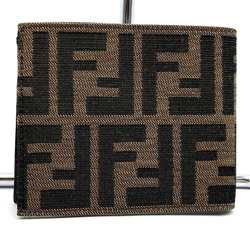 FENDI Fendi Bi-fold Wallet Billfold Card Case Zucca Brown Canvas Leather Men Women 2400 7 0008