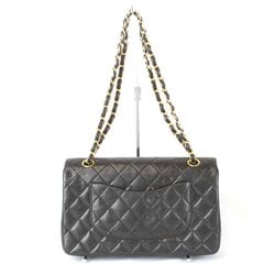 CHANEL Chanel Matelasse Double Flap Shoulder Bag Lambskin Black Women's