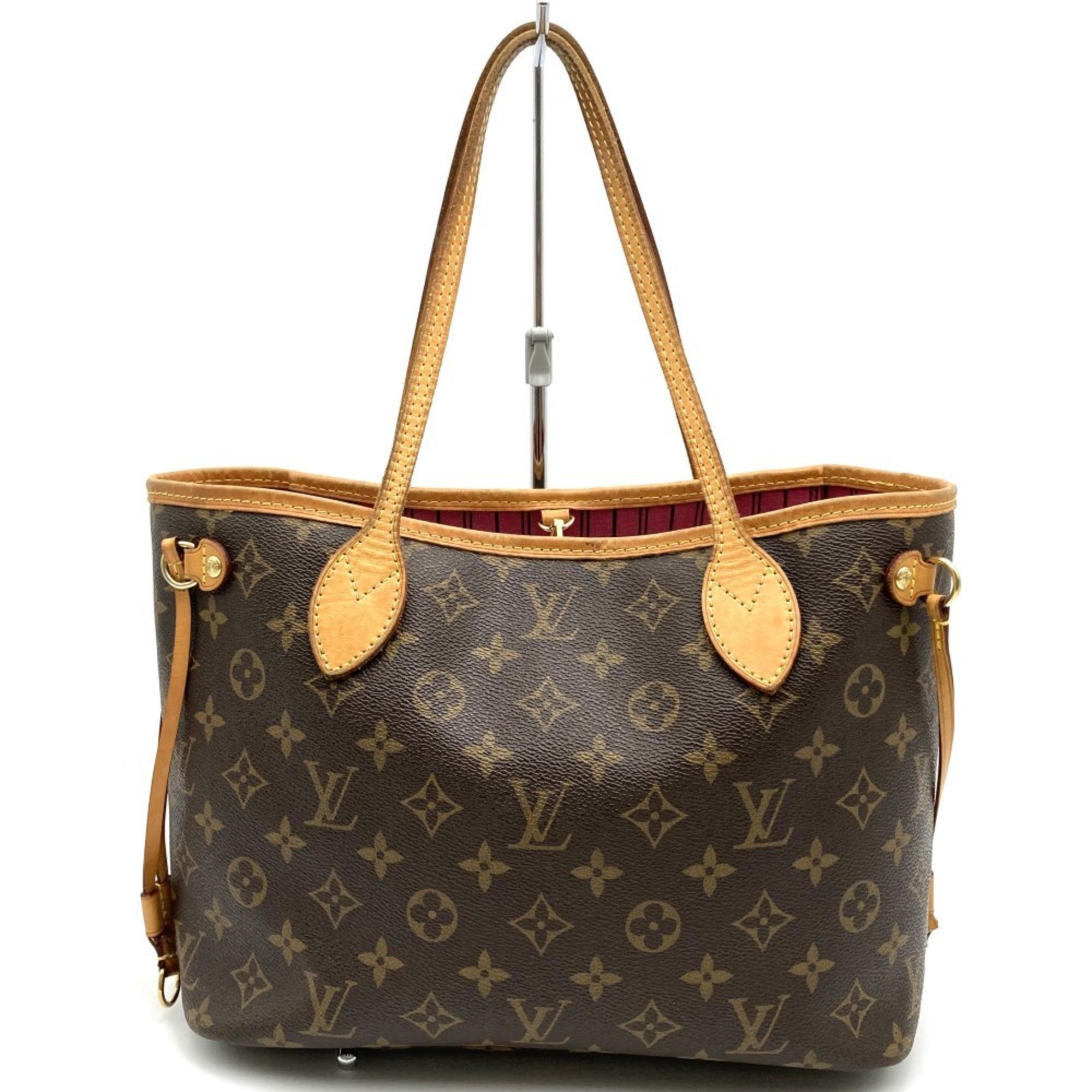 LOUIS VUITTON M41245 Neverfull PM Handbag Tote Bag Brown Pink Monogram Canvas Leather