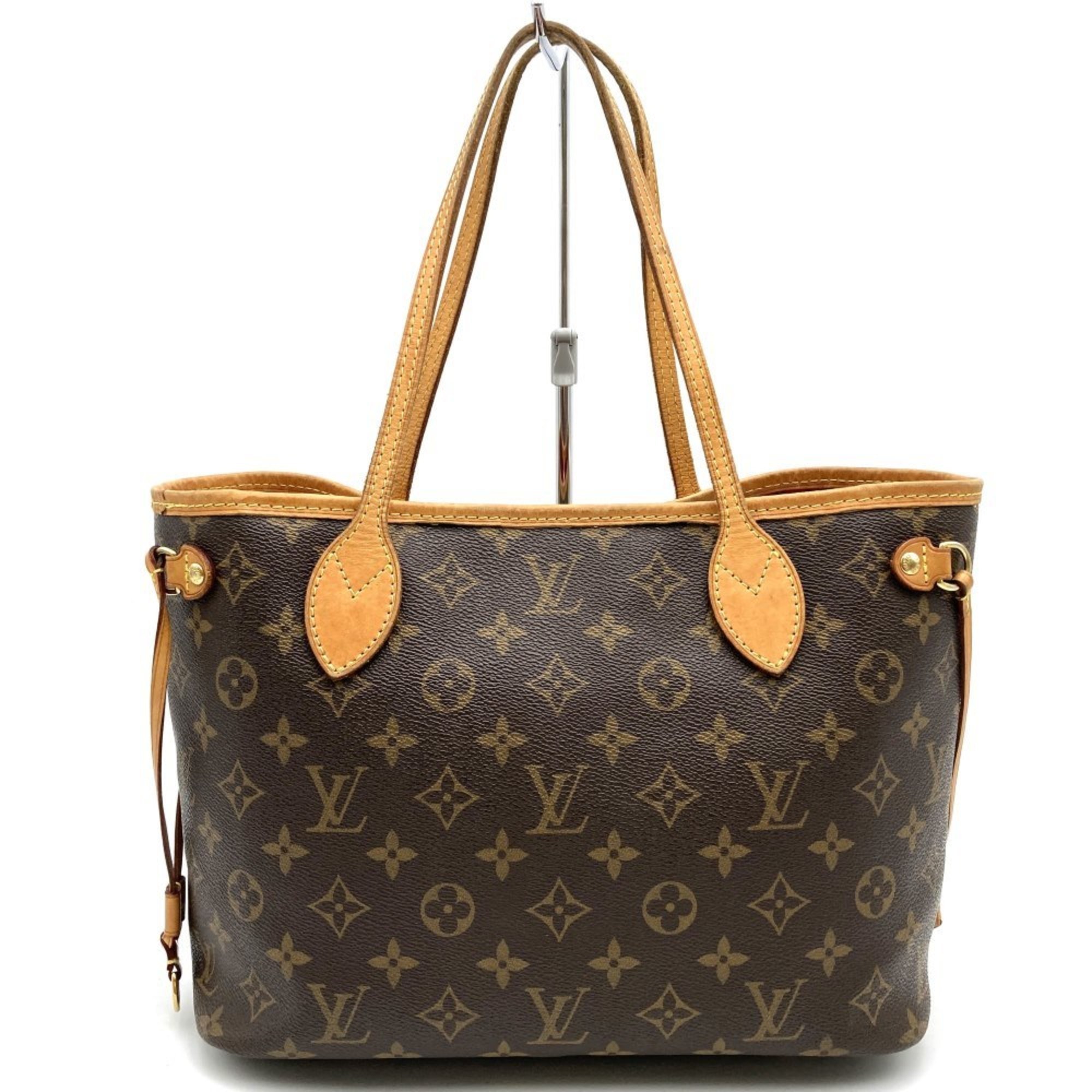 LOUIS VUITTON M41245 Neverfull PM Handbag Tote Bag Brown Pink Monogram Canvas Leather