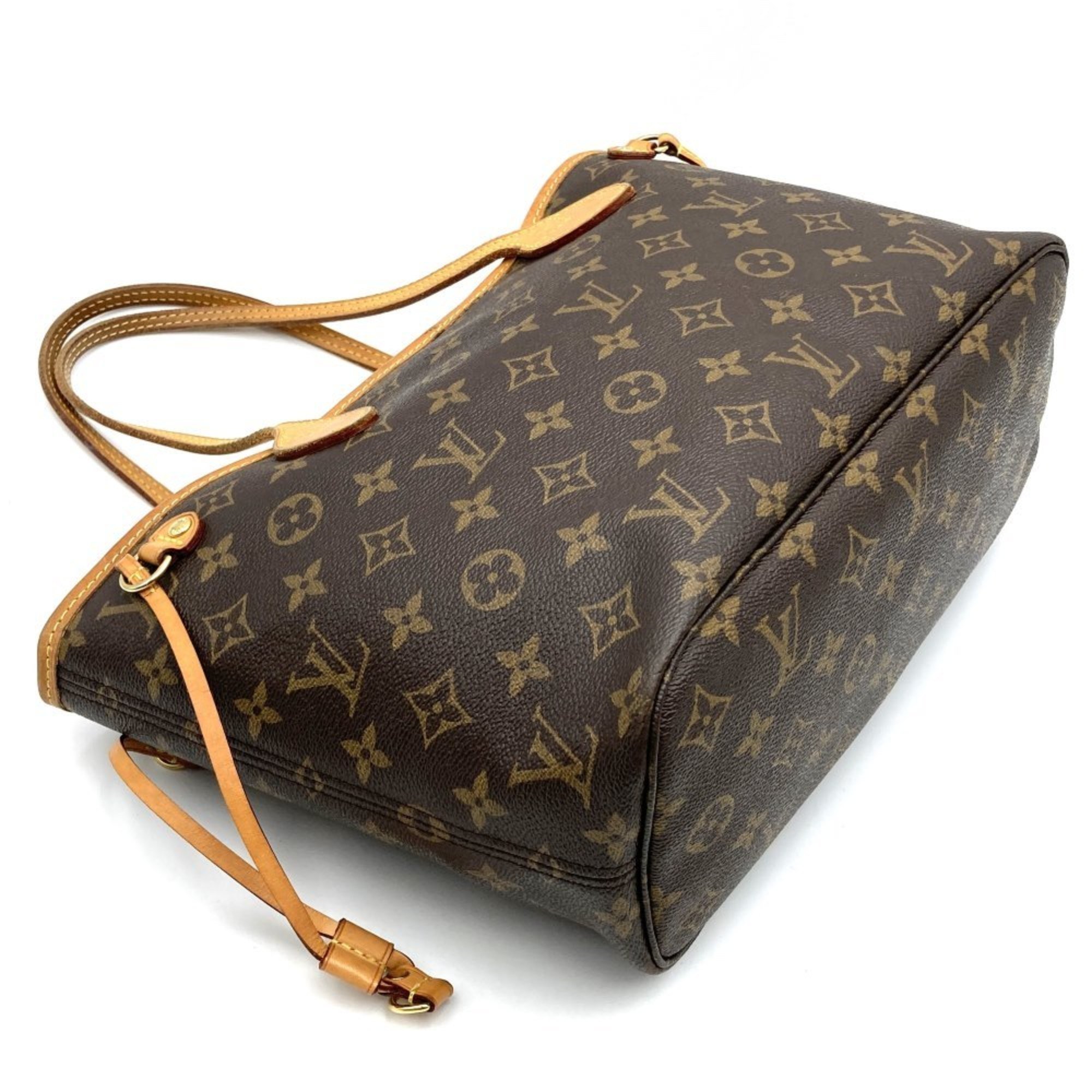 LOUIS VUITTON M41245 Neverfull PM Handbag Tote Bag Brown Pink Monogram Canvas Leather